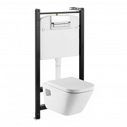 Комплект унитаза с инсталляцией Gap глубина унитаза 54см, клавиша хром глянец, с микролифтом ZRU9310393 Roca 