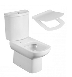 Унитаз-компакт Dama Senso 40х66 см, универсальный выпуск, нижняя подводка, с сиденьем 7341517000+7342517000+ZRU9302991 Roca 